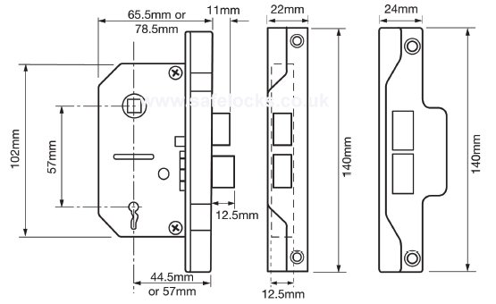 Union 2242 Rebated 2 Lever Sashlock